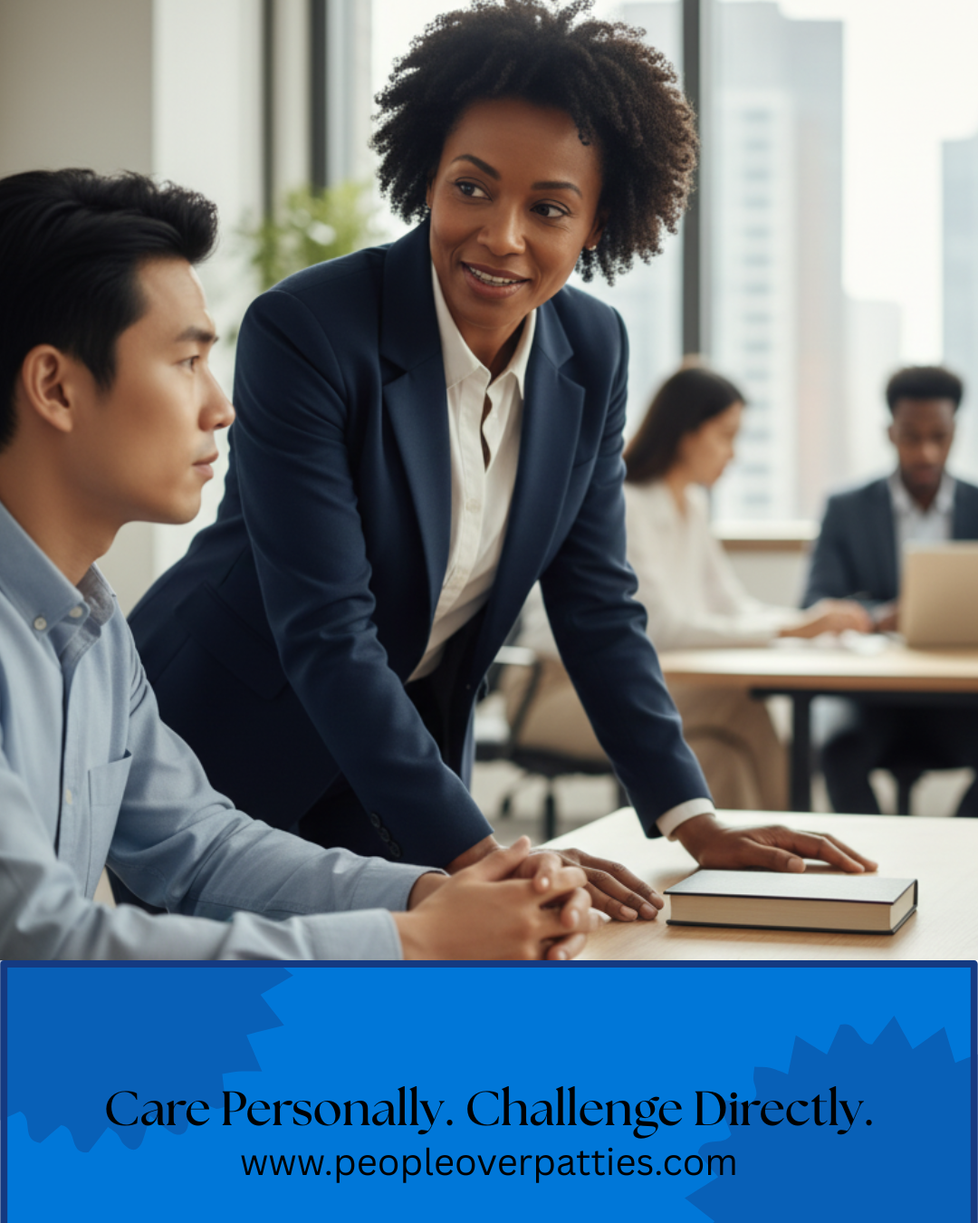 Illustration of Radical Candor leadership themes with heart and backbone icons